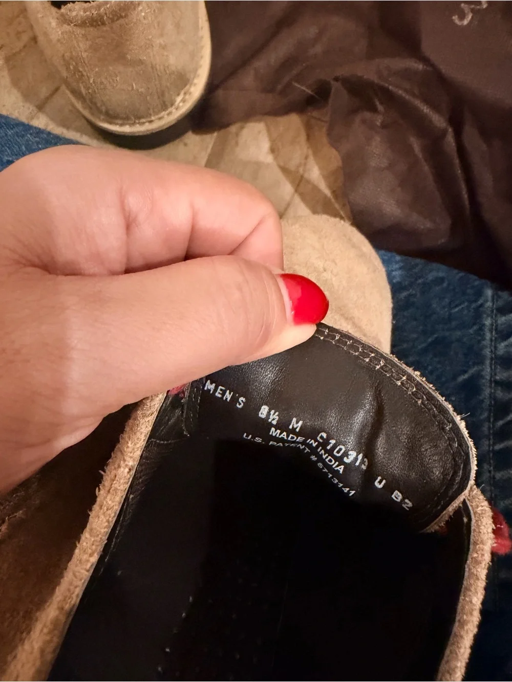Cole Haan Tan Suede Derby Shoes with Red Laces
